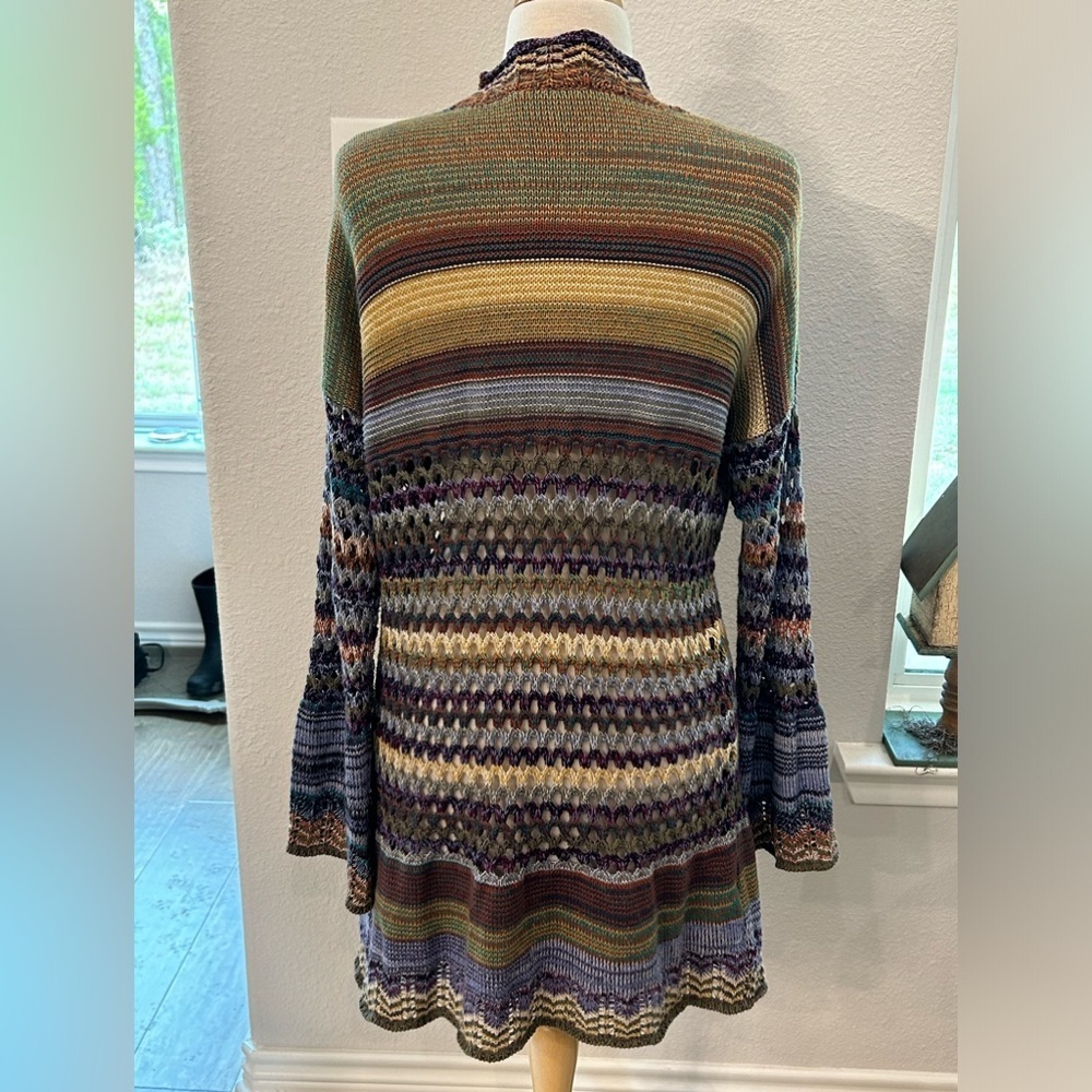 Soft Surroundings albi crochet knit long open front sweater medium - Picture 7 of 13